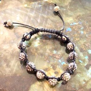 Mall Goth‎ Sparkle Rhinestone black disco balls beaded bracelet